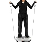 Vibrationsplatte 4D Vibration Rüttelplatte mit Zugseilen und Fernbedienung, Vibrationsboard für Zuhause Fitness, mit Heizfunktion 120 Vibrationsstufen, 150KG