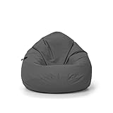 Nadimaideal Sitzsack Tropfenform Kastanie | Bodenkissen für Kinder & Erwachsene | Indoor & Outdoor | Gaming Sitzsack - Sitzkissen - Beanbag | Füllung EPS Perlen (Anthrazit, XL-Durchmesser 77 cm)