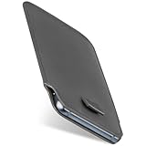 moex Slide Case für Apple iPhone 16 Pro Hülle zum Reinstecken Ultra Dünn, Holster Handytasche aus Vegan Leder, Premium Handyhülle 360 Grad Komplett-Schutz mit Auszug - Grau