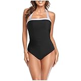 Dwevkeful Bauchweg Korsett Damen, Bademode Damen Einteiliger Sexy Bauchweg Schwimmanzug Bademode Push Up Leicht Sport Badeanzüge Badeanzug Sommer Schwarz Rückenfrei Swimsuit Badebekleidung
