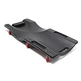 Wiltec Kfz Montageliege 90x40x9cm bis 90 kg aus Kunststoff, Rollbrett mit Abnehmbarer Kopfstütze & Werkzeugfächern, Rollliege, Werkstattliege