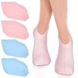 Classicseali 4 Paar Moisturizing Socks,Feuchtigkeitsspendende Socken,Wiederverwendbare Creme Socken für Spendet Feuchtigkeit,Repariert und Macht Rissige Fersen Weich (Rosa,Blau)