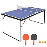 GYMFLEX Tischtennisplatte 137x76cm Tischtennistisch Faltbar & Tragbar Mini Ping Pong Tisch Set für Indoor & Outdoor Spiele mit Netz, 2 Tischtennisschläger & 3 Bälle