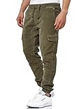 Indicode Herren Walker Cargohose (Cord-Stretch) | Cargo Hose Cordhose Kord Baumwollhose Army, M