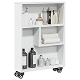 WRJENFSC Aufbewahrungswagen Schmal Weiß 48x13x68 cm Holzwerkstoff Aufbewahrungsregal Bücherregal Schmal Badezimmerschrank Cd Regal für Arbeitszimmer Outdoor Schlafzimmer Wohnzimmer