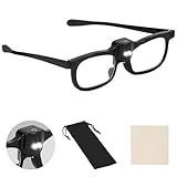 AOOSU Lupenbrille mit Licht, 300% LED Beleuchtete Vergrößerungsbrille für Brillenträger, Freihändige Leselupe mit Licht, Magnifying Glasses für Senioren, Arbeiten im Nahbereich, Hobbys, Lesen, Basteln