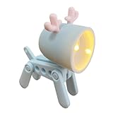 Wjsdsg Tragbare LED Schreibtischlampe Mit Niedlichem Hunde/Hirsch Batteriebetriebene Lampe Mit Kunststoffstruktur Geeignet Für Den Multifunktionalen Einsatz