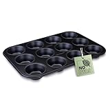Zenker Perfect Black 12er Muffinform aus Stahlblech – zweifache Antihaftbeschichtung, Hitzebeständig bis 230°C, Ideal für köstliche Muffins - Made in Germany