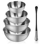 ADERTOS 4 Stk Rührschüssel 2.5/1.8/1.2/0.7L Edelstahlschüsseln Küchenschüssel Edelstahl Salatschüssel mit Skala Servierschüssel Teigschüssel Stapelbar Schüsselset Rührschüsselset mit Rührstab