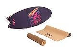 CLUB4BRANDS C4B Curved Wake-Board - Gebogenes Balanceboard mit Korkrolle und Korkmatte - Surfboard (100% Holz) | Geschwungenes Indoorboard und Trickboard | 100% Fun Garantiert (Kangaroo)