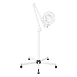 LED Lupenleuchte, 8X Bodenmontage Arbeitsplatzlampe mit Rollen für Naharbeiten, Schmuck, Lesen, Basteln, Hobby, 6000K 2400 LM