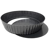 MGE - Extra Hohe Quicheform 28 cm - Tarteform mit Hebeboden aus Karbonstahl - Backform Rund - Tarteform - Quiche Formen mit Hebeboden Antihaftbeschichtung - Obstbodenform - Kuchenform - 28 cm