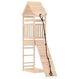 Wenjingqi 3156898 Spielhaus mit Kletterwand, massives Kiefernholz, Braun