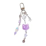 HIOPOIUYT Niedliches Herz-Handy-Schlüsselband, Zubehör, Schlüsselanhänger, Schmuck, geeignet zur Dekoration Ihres Schlüssels, Handys und Rucksacks, violett, Keychain