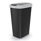 Spetebo Kunststoff Mülleimer eckig schwarz - 45 Liter - Abfalleimer mit Schwing-Klapp-Deckel - Mülltonne Papierkorb Abfallsammler Müllbehälter Mülltrennung Recycling Tonne mit Deckel
