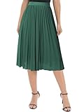 Genfien Damen Chiffon Rock Elastisch Taille Falten Midirock Knielanger Midi Faltenrock Mit Futter