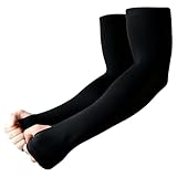 Lange Armstulpen Schwarz, Arm Stulpen Warm mit Daumenloch, Größe M Armschoner Volleyball, UV-Schutz Ärmlinge Radsport, Arm Sleeve Gaming, Armstulpen Winter für Frauen Männer Radfahren Laufen