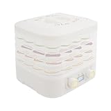Dörrautomat mit 5 Tabletts, Lebensmittel Dörrgerät mit Temperaturregler 35-70°C und 48H-Timer, LED-Display, Obsttrockner Dörrapparat, Food Dehydrator für Fleisch, Obst, Gemüse (Weiß)