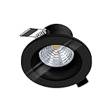 EGLO LED Einbaustrahler Salabate, LED Spot dimmbar aus Aluminium und Glas, LED Einbauleuchte in Schwarz, Klar, LED Bad-Einbaustrahler warmweiß, IP44, Ø 8,8 cm