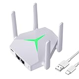 WLAN Verstärker, AC1200 WiFi Repeater Dualband (867MBit/s 5GHz+300MBit/s 2,4GHz) WLAN Extender mit Repeater/Router/AP-Modus, 4 Antennen, MIMO, LED-Signalanzeige, Kompatibel Allen Routern (Weiß)