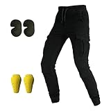 HOMDECR Männer Und Frauen Slim Fit Motorrad Jeans Mit Protektoren Knie Und Hüftprotektoren Stretch Slim Fit Denim Motorradhose Cargo Motorradjeans Schutzhose Biker Pants (Schwarz,XS)