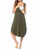 Jsrichhe Damen-Nachthemd aus Modal, zum Stillen, V-Ausschnitt, ärmellos, Stillnachthemd, Knopfleiste, Schlafshirt, Pyjama, Tops, weiche Loungewear, grün, XXL