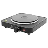 SUPERLEX Kochplatte Herdplatte 1 Kochfeld Elektrische Einzelkochplatte 1500W Mit Thermostat Und Überhitzungsschutz Kompakte Gusseisenplatte Für Camping Büro Zuhause Und Alle Kochgeschirrarten