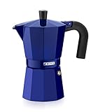 MONIX Cobalto | Italienische Kaffeemaschine, 6 Tassen, Kobaltfarbe, Aluminium, 10 cm