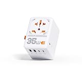 TESSAN 35W Reiseadapter Weltweit, Schnellladung Adapter, Reisestecker Weltweit mit 3 USB C und 2 USB A, Travel Adapter für USA UK Italien Thailand Kanada Irland Australien
