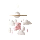 Besreey Wiegenmöbel Per, Teddybär Stern Spieluhr Neugeborene, romantisches sensorisches Spielzeug, 360-Grad-Drehung für Kinder Kinderbett Zimmer