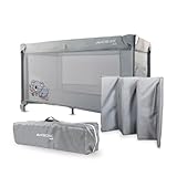 Mobiclinic®, Reisebett, Tragetasche, 2 in 1, Ultrakompakt faltbar, Herausnehmbare matratze, Mofli, Bis zu 15kg, Atmungsaktives gewebe, Seiteneingang mit reißverschluss, Baby laufstall (grau)