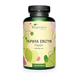 PAPAYA Enzym Vegavero® | HOCHDOSIERT: 2.100 mg reines Papain pro Tagesdosis | Hohe Enzymaktivität: 100.000 units/g | Natürlich aus der Frucht| 120 Kapseln | Vegan & Ohne Zusätze