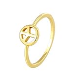 Peace Love Paarring für Ihn & Sie Nukleare Abrüstungssymbol Titanstahl Schmuck, Ihr Zarter 18K Goldring & Sein Kraftiger Emaille No War Siegelring