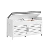 SoBuy FSR102-W Sitzbank mit 2 Türen Schuhbank mit Stauraum Garderobenbank Truhenbank Schuhtruhe Dielenbank weiß BHT ca: 90x50x33cm