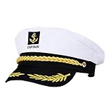 Kapitänsmütze für Erwachsene, Yacht Matrosenmütze, Verstellbare Marine MüTze, Schiff Seemannsmütze Seemann Marine Admiral Kapitänsmütze (Weiß)