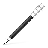 FABER-CASTELL 148140 - Füllfederhalter AMBITION Edelharz, Feder: M, inklusive Geschenkverpackung, Schaftfarbe: schwarz / silber