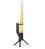GARDENFLARE Feuerrohr – Edelstahl Feuersäule und Pelletfackel für Tolles Ambiente-Feuer – Elegante Terrassenheizer und Gartenkamin Alternative für deine Terrasse und Garten (Schwarz Pulverbeschichtet)