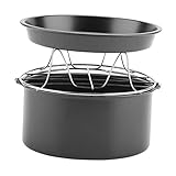GRADENEVE 1 Satz Zubehör Für Heißluftfritteusen Heißluftfritteuse Für Backofen Ofenauskleidungen Korb Und Tablett Für Die Heißluftfritteuse Im Ofen Backen Pizzapfannen Rostfreier Stahl Black