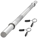 MAXXIVA® Langhantelstange - 120/140/160/180 cm, 30mm, bis 300kg, Stahl, Chrom, Federverschluss - Langhantel, Hantelstange, Langhantel-Stange, Bankdrücken (Silber, 120 cm)