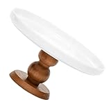 Baluue Französischer Vintage Dessertständer aus Keramik und Holz Hoher Fuß Runde Tortenplatte mit Poliertem Rand für Hochzeit Geburtstag Party und Nachmittagstee