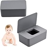 ZDQC 2 Stück feuchttuch box,feuchttücher spenderbox,toilettenpapier box mit deckel,serviettenbox,Baby Feuchttuchbox,tücherbox,serviettenbox mit deckel (Grau)