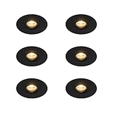 Qazqa - Set mit 6 Moderner Einbaustrahler schwarz 12 cm - Buco I Wohnzimmer I Schlafzimmer - Aluminium - LED geeignet GU10