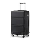 KONO Trolley Koffer Mittelgroß 4 Rollen Leicht Hartschalenkoffer Reisekoffer mit TSA Schloss, 65x41x26cm, 61Liter, Zwillingsrollen Rollkoffer, ABS Hartschale (Schwarz, L)
