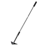 MENDUNER Teleskop-Dreieck-Gartenhacke, Verstellbarer Stand-Up-Unkrautjäter mit Langem Griff und Karbonstahlkopf, Rostbeständiges Kultivierungswerkzeug Zum Pflanzen und für Bodenarbeiten