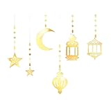 Qsvbeeqj Glitzernde Ramadan-Party-Dekorationen, Girlanden, 6 Stück, hängende Luftschlangen, Banner, Eid-Muslime, Party-Ornamente