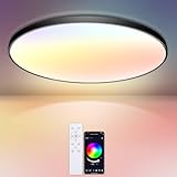 IEGLED LED Deckenleuchte mit Fernbedienung 24W，Modern Deckenlampe mit APP-Steuerung, Schlafzimmerlampe 2700K-6500K Dimmbar,Wohnzimmerlampe mit Farbwechsel,Ø30CM