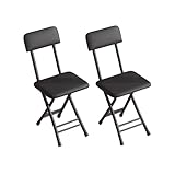 Klappstuhl Gepolstert 2er Set Hoher Belastbarkeit Gartenstühle Hochlehner mit Metallrahmen für Gäste, Küche, Büro, Hochzeit, Party, Picknick(Black)