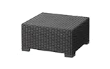 Allibert by Keter California Gartentisch aus Kunststoff, Beistelltisch für Garten, Terrasse & Balkon, runde Rattanoptik, quadratisch, graphit, 68 x 68 x 35 cm