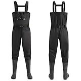 bluaqua Wathose für Herren und Damen Verdicken, Angelhose mit Stiefeln, Wathose, Brusttaschen, verstellbare Träger, Nylon-Wathose, Angelhose (44)