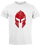 Neverless® Herren T-Shirt Print Sparta-Helm Aufdruck Gladiator Krieger Warrior Spartaner Fashion weiß 3XL